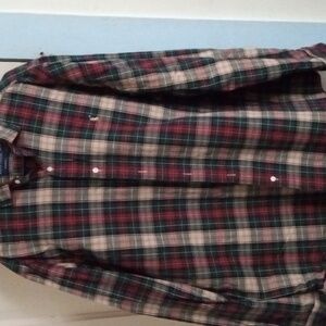 Polo by Ralph Lauren casual button up shirt XXL tan red n green prestine cond